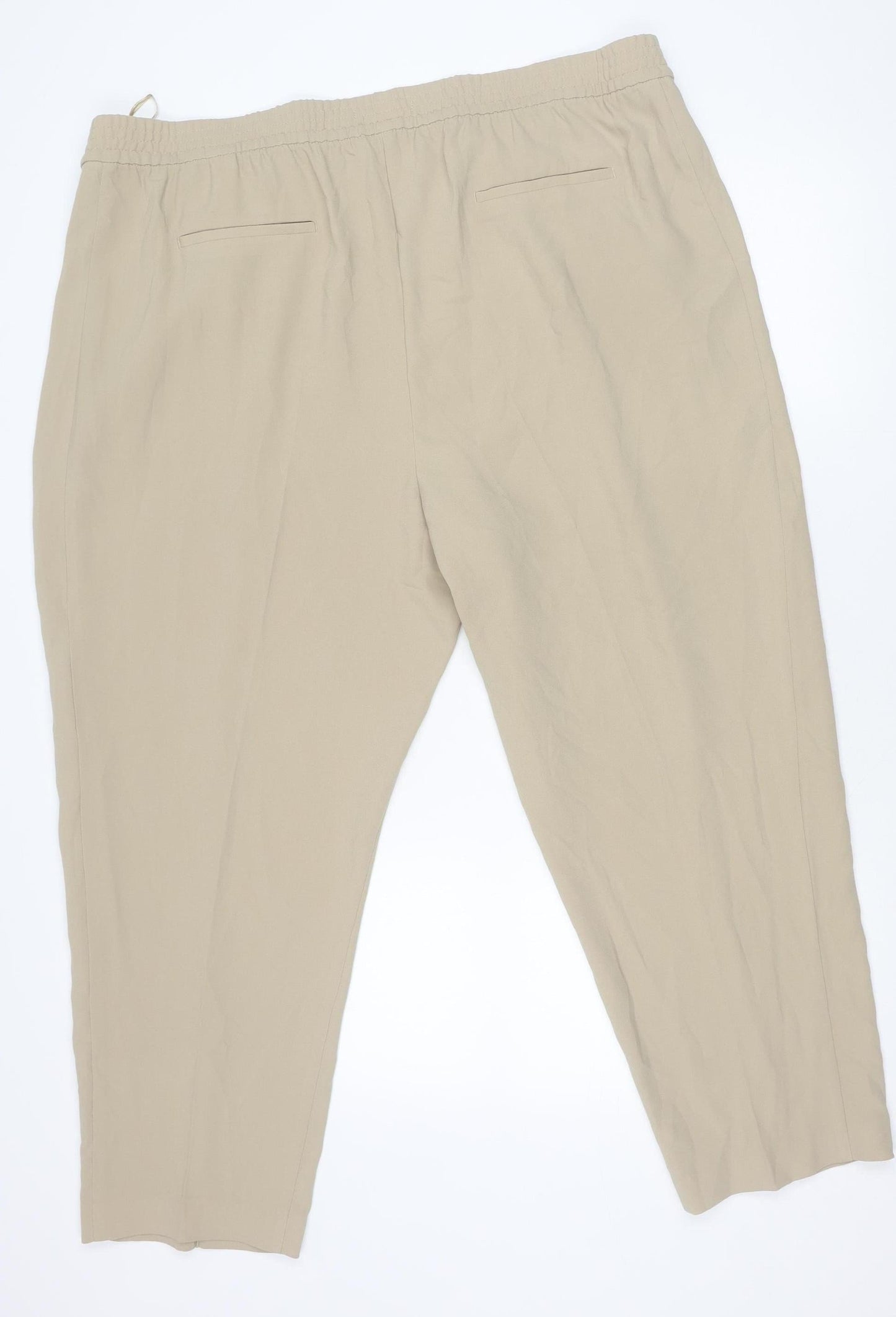 Marks and Spencer Women’s Beige Size 24 Regular Fit Elastic Waist Trousers