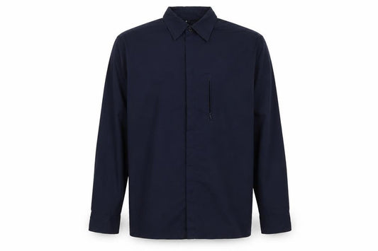 Giorgio Men's Blue M Long Sleeve Woven Cotton Button-Up Shirt