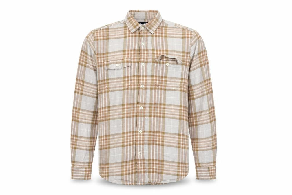 Gap Men's Beige Plaid Flannel Classic Fit Long Sleeve Shirt M