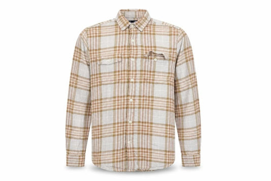 Gap Men's Beige Plaid Flannel Classic Fit Long Sleeve Shirt M
