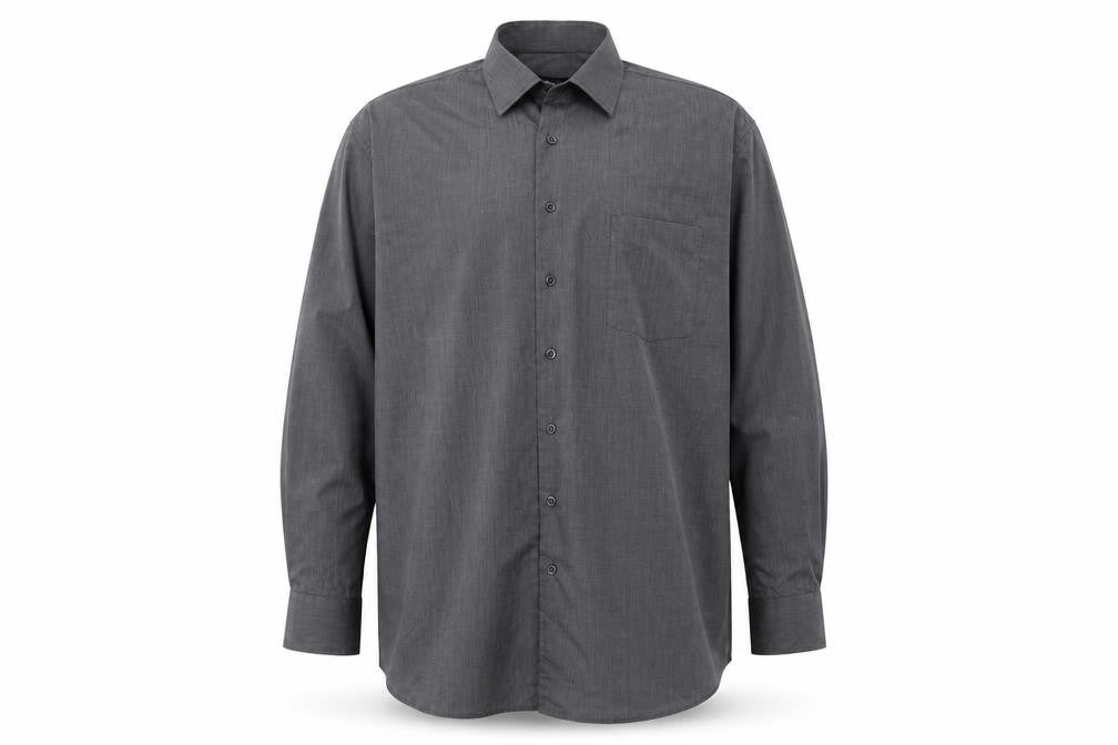 PkZ Men's Grey Long Sleeve Woven Button-Up Shirt Size 16.5 Regular