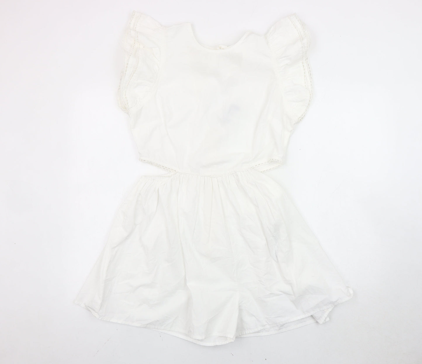 ASOS DESIGN Women’s White Flutter Sleeve Lace Playsuit UK 12 Summer