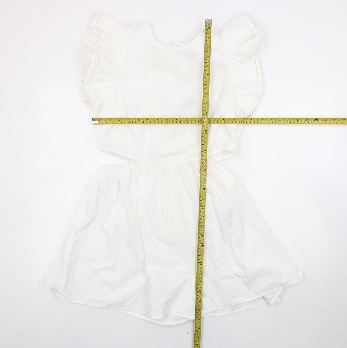 ASOS DESIGN Women’s White Flutter Sleeve Lace Playsuit UK 12 Summer