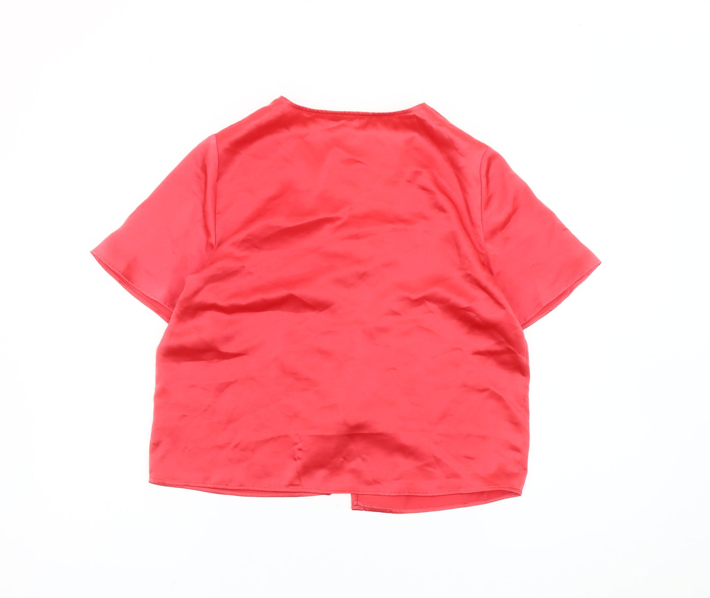 Marks & Spencer Women’s Red Satin Wrap Blouse Size 8 Short Sleeve