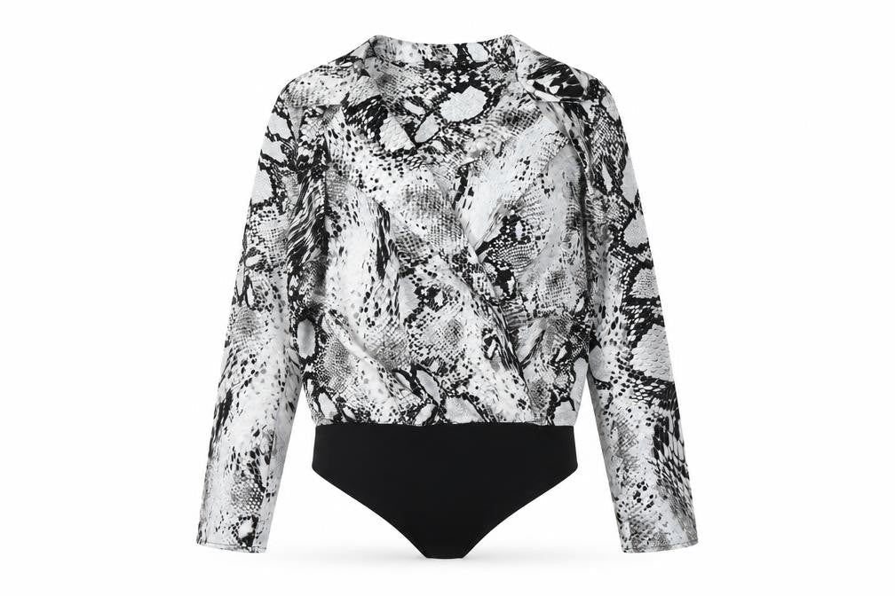 Quiz Women’s Multicoloured Snake Print Collared Bodysuit Size 10