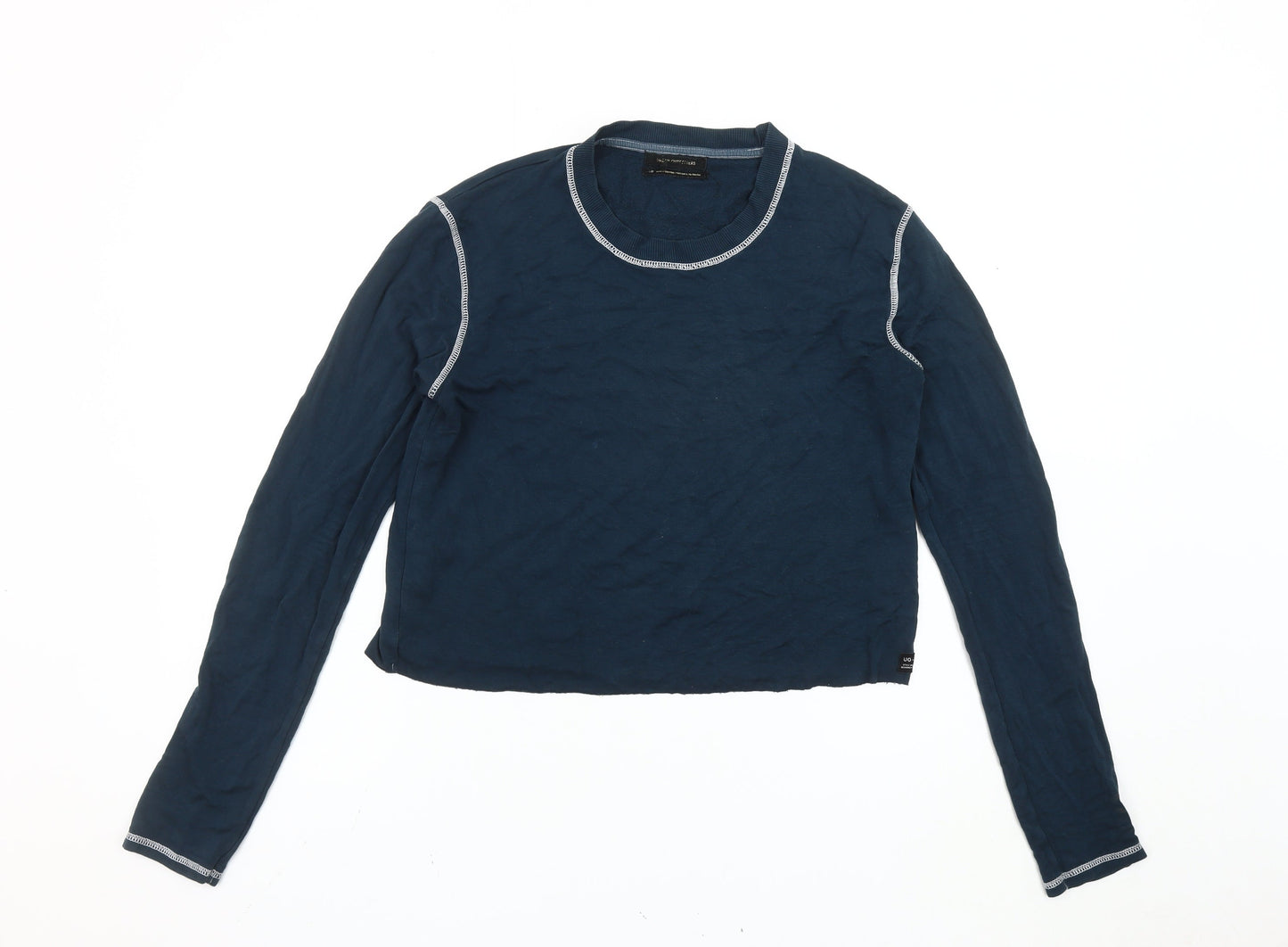 Urban Outfitters Women's Blue Slim Fit Cropped Long Sleeve T-Shirt S