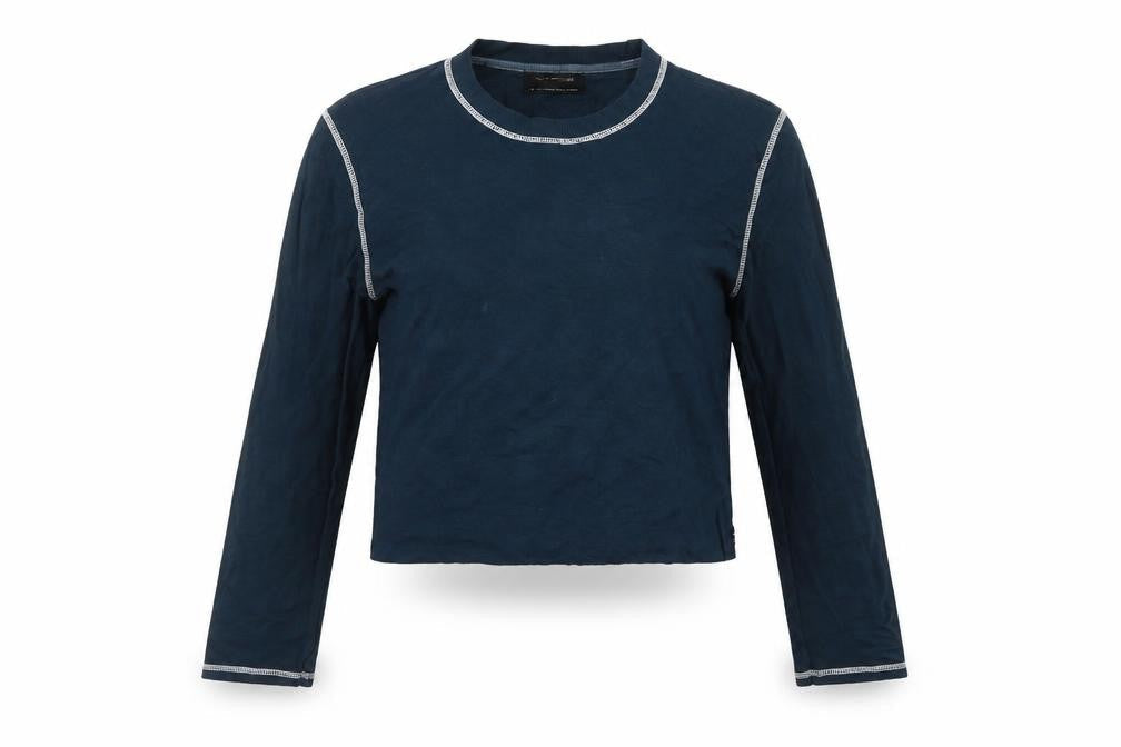 Urban Outfitters Women's Blue Slim Fit Cropped Long Sleeve T-Shirt S