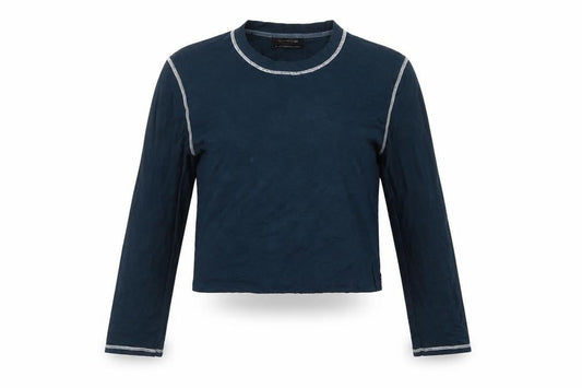 Urban Outfitters Women's Blue Slim Fit Cropped Long Sleeve T-Shirt S