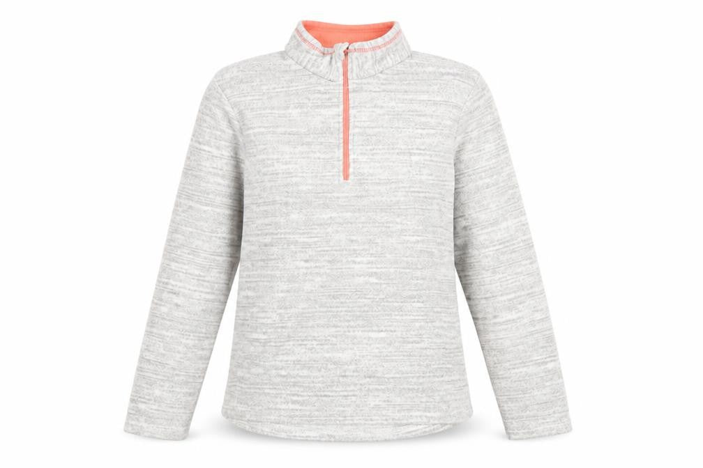 Decathlon Girls Grey Fleece Pullover Sweatshirt 14 Years High Neck 1/4 Zip