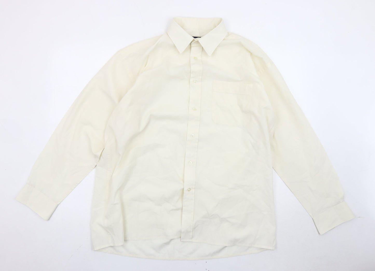 Double TWO Men's Ivory Long Sleeve Button-Up Shirt Size 16 Regular