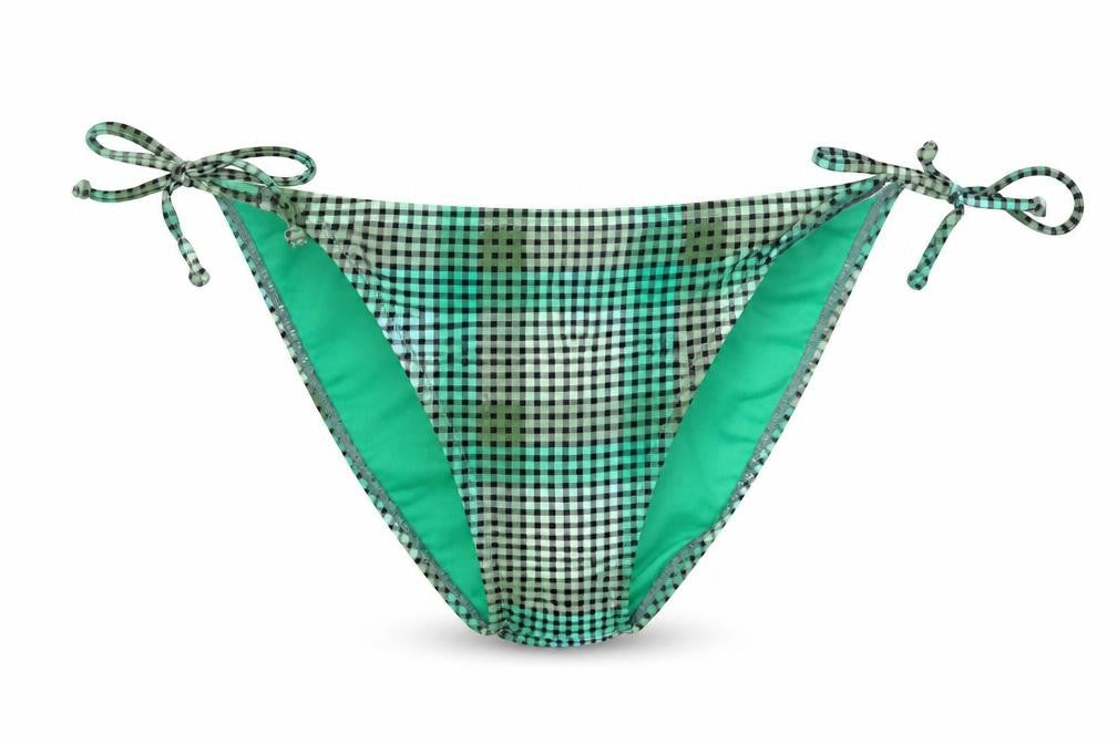 O'Neill Women Green Check Bikini Swim Bottom Size 12 Adjustable