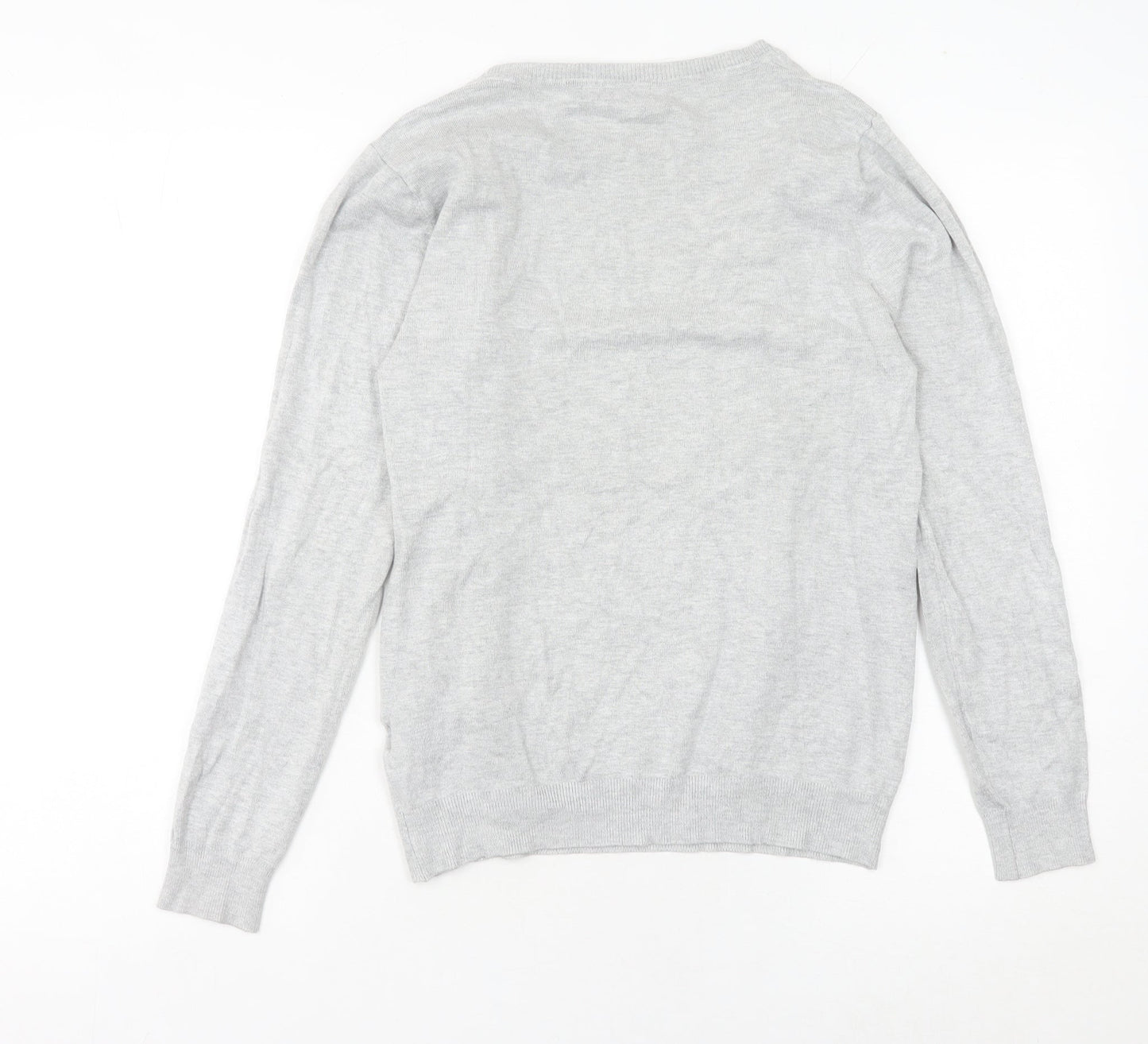Peacocks Womens Grey Size 10 Ruffle Knit Crew Neck Jumper