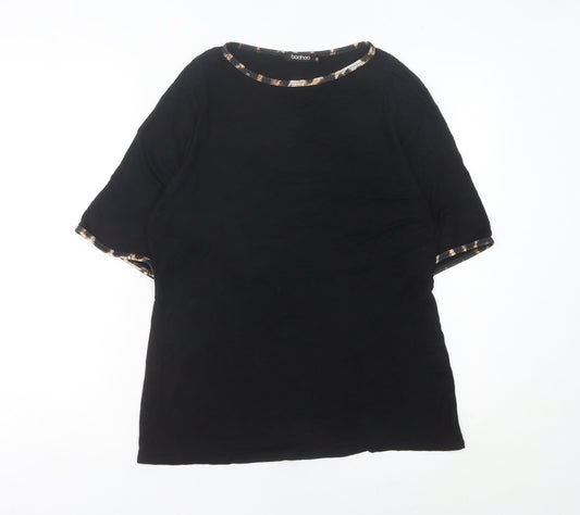 Boohoo Women’s Black Crew Neck Jersey T-Shirt UK 10 Short Sleeve