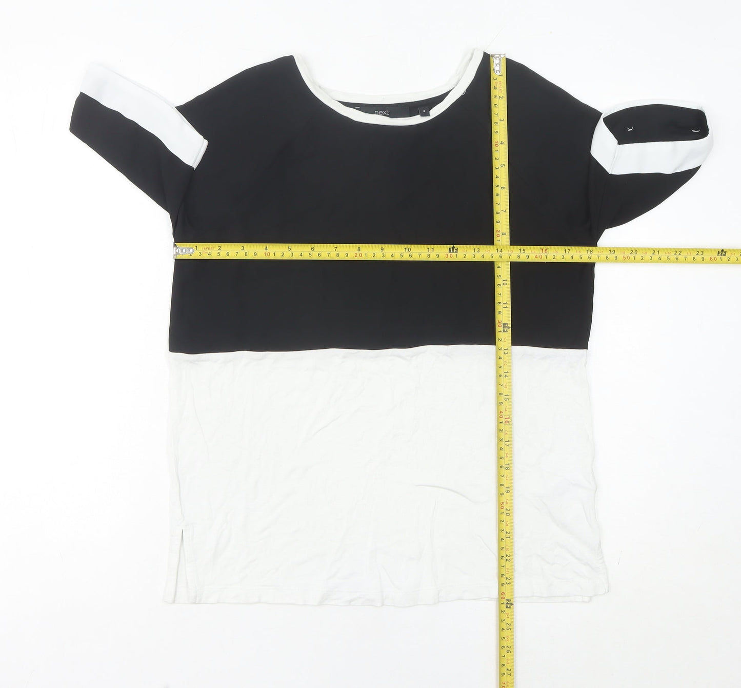 Next Women’s Black White Colourblock Jersey T-Shirt Size 8