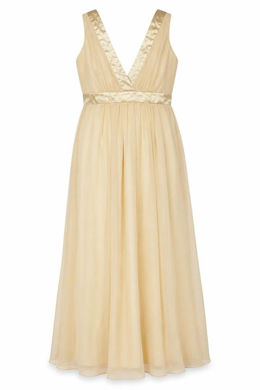 Dessy Collection Women’s Gold Size 14 Maxi Chiffon Formal Dress
