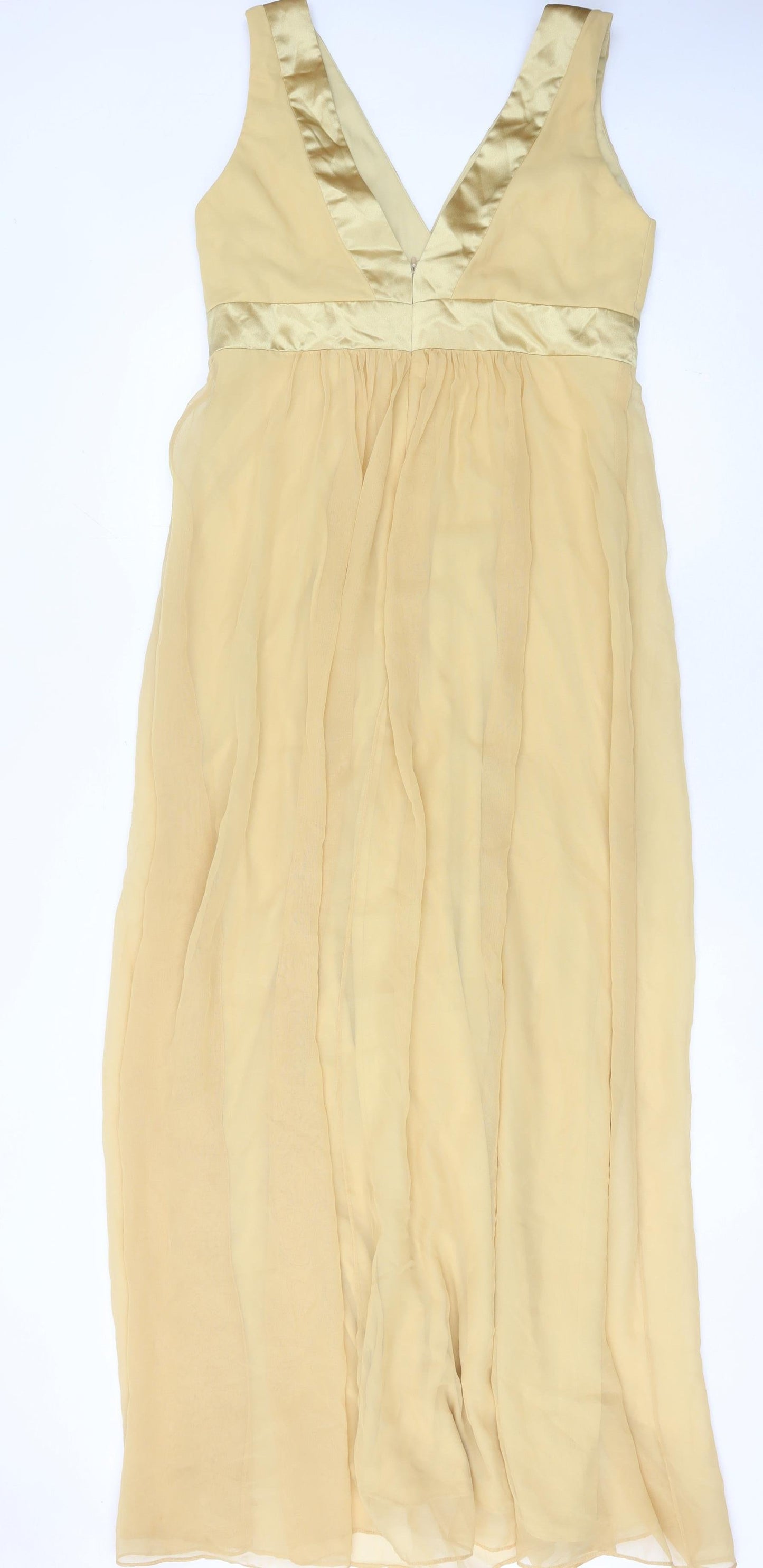 Dessy Collection Women’s Gold Size 14 Maxi Chiffon Formal Dress