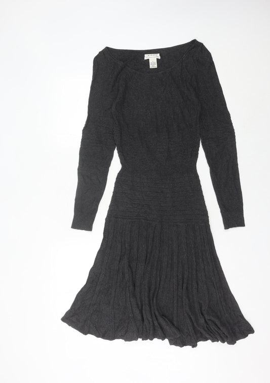 MSSP Women’s Grey Knit Fit & Flare Dress Size S Autumn Winter