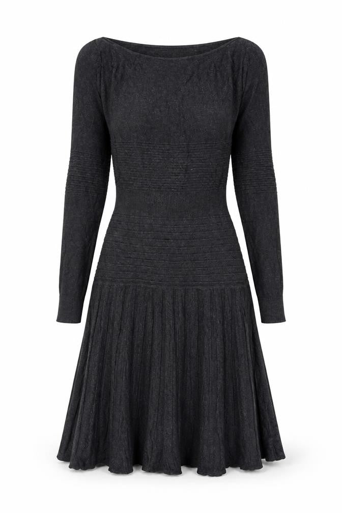 MSSP Women’s Grey Knit Fit & Flare Dress Size S Autumn Winter