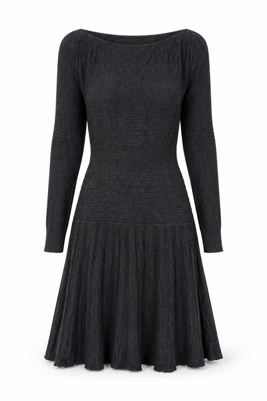 MSSP Women’s Grey Knit Fit & Flare Dress Size S Autumn Winter