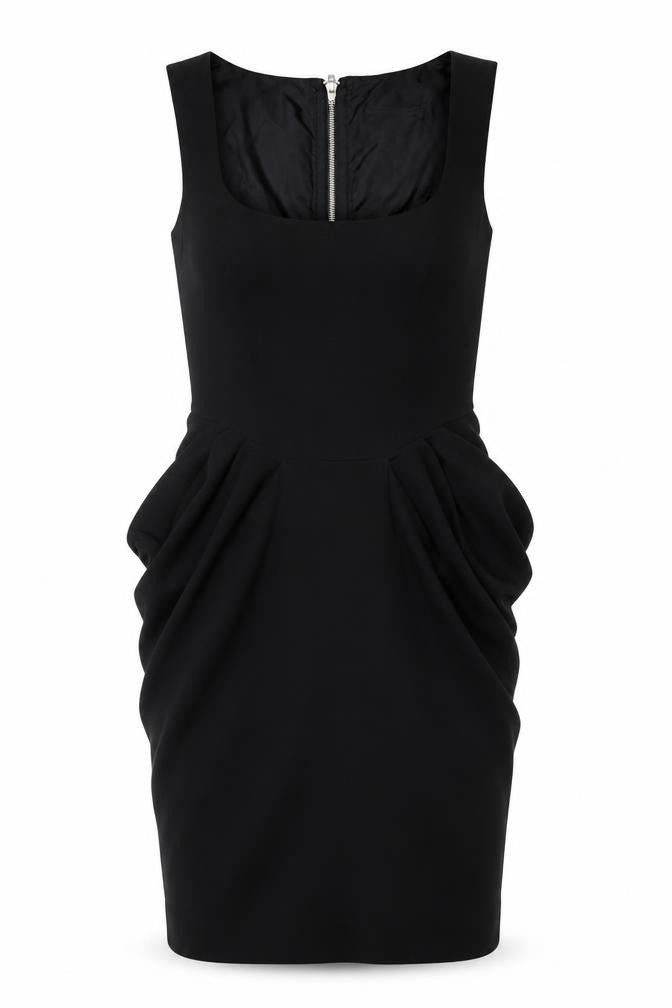 Dorothy Perkins Women’s Black Sheath Dress Size 10 Knee Length Ruched Zip