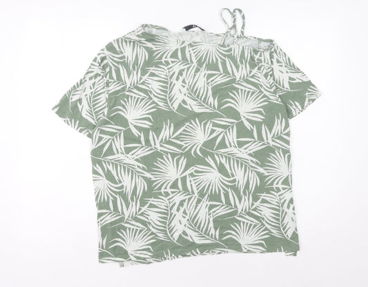 V by Very Women’s Green Tropical Floral Jersey T-Shirt Size 12