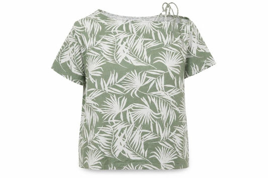 V by Very Women’s Green Tropical Floral Jersey T-Shirt Size 12