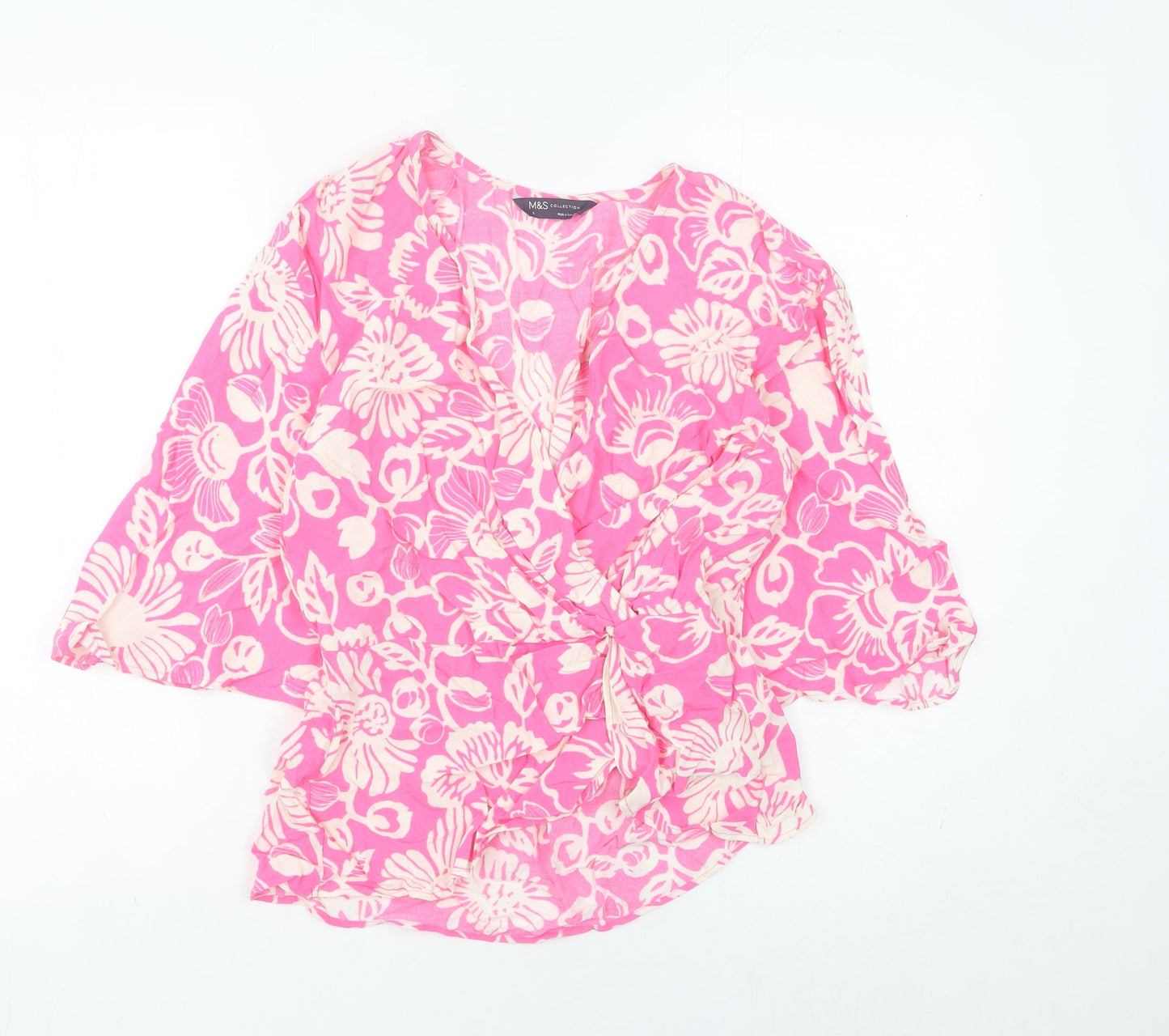 Marks and Spencer Women’s Pink Floral Wrap Blouse Size 6