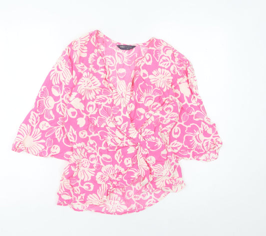 Marks and Spencer Women’s Pink Floral Wrap Blouse Size 6