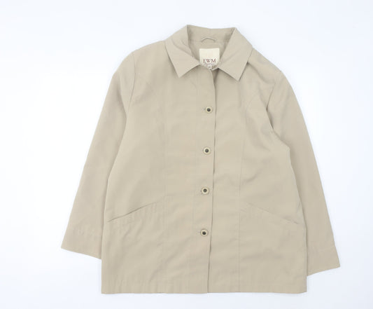 EWM Women Beige Size 16 Basic Mid-Length Jacket Polyester Collared