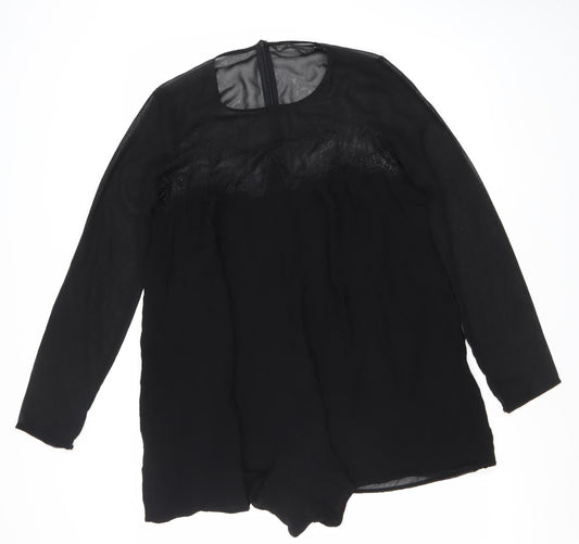 Zara Trafaluc Women’s Black Lace Backless Long Sleeve Playsuit Size 12
