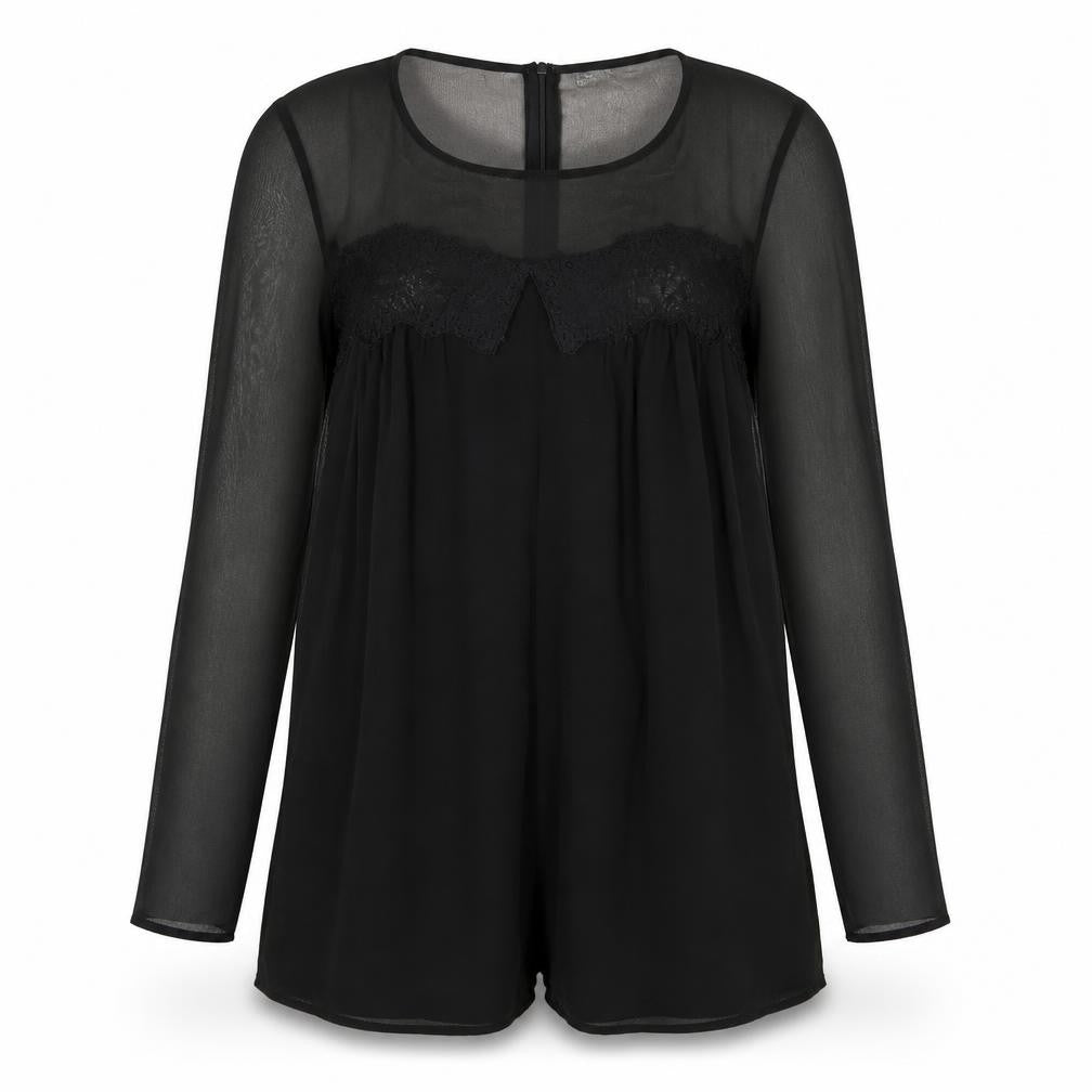 Zara Trafaluc Women’s Black Lace Backless Long Sleeve Playsuit Size 12