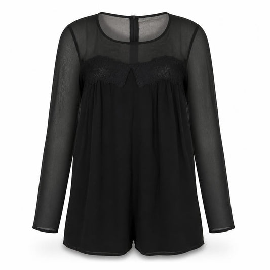 Zara Trafaluc Women’s Black Lace Backless Long Sleeve Playsuit Size 12