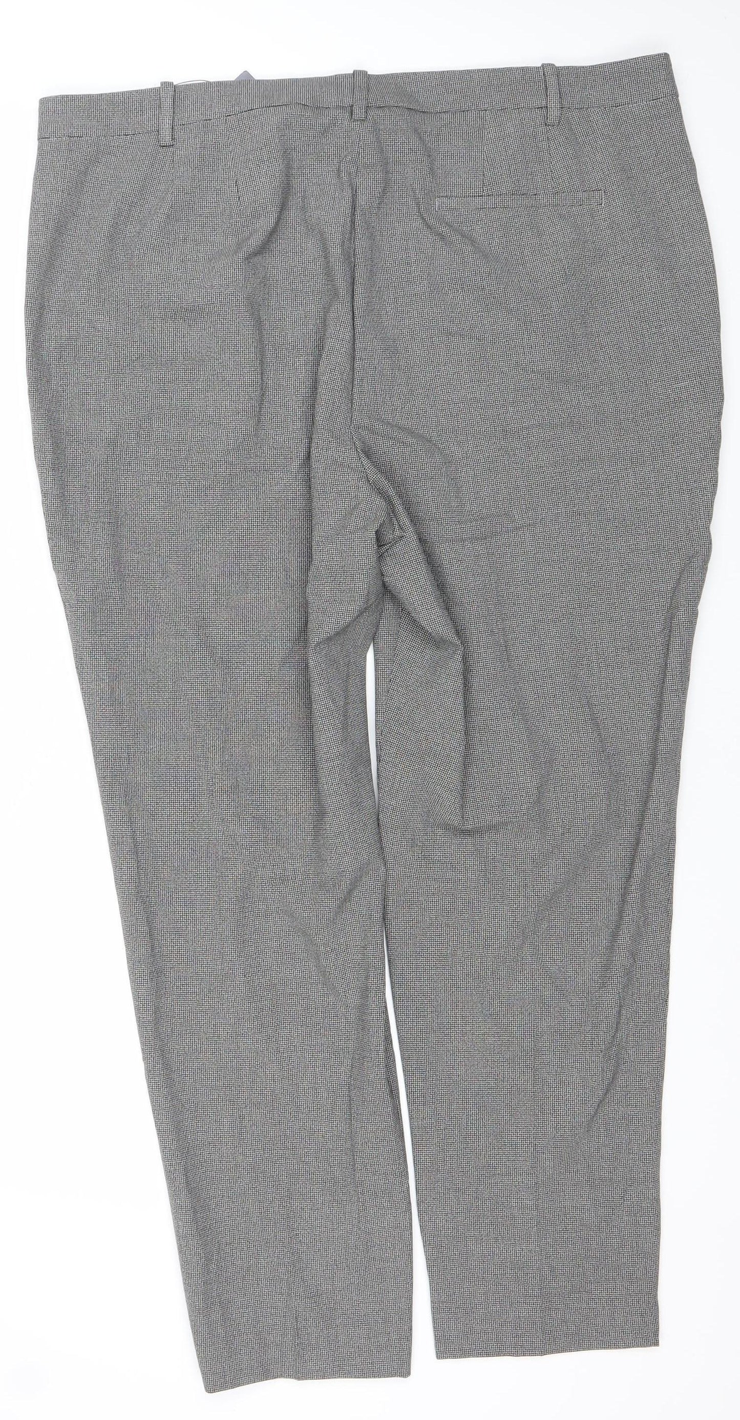 Marks and Spencer Women’s Grey Check Dress Pants Size 20 Regular Stretch Workwear