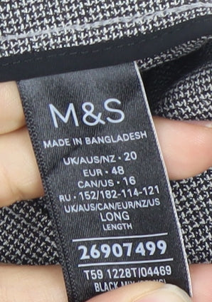 Marks and Spencer Women’s Grey Check Dress Pants Size 20 Regular Stretch Workwear
