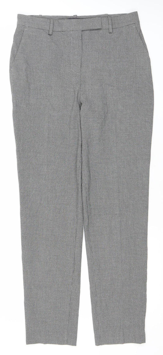 Marks and Spencer Women Grey Check Tall Size 10 Dress Pants Stretch
