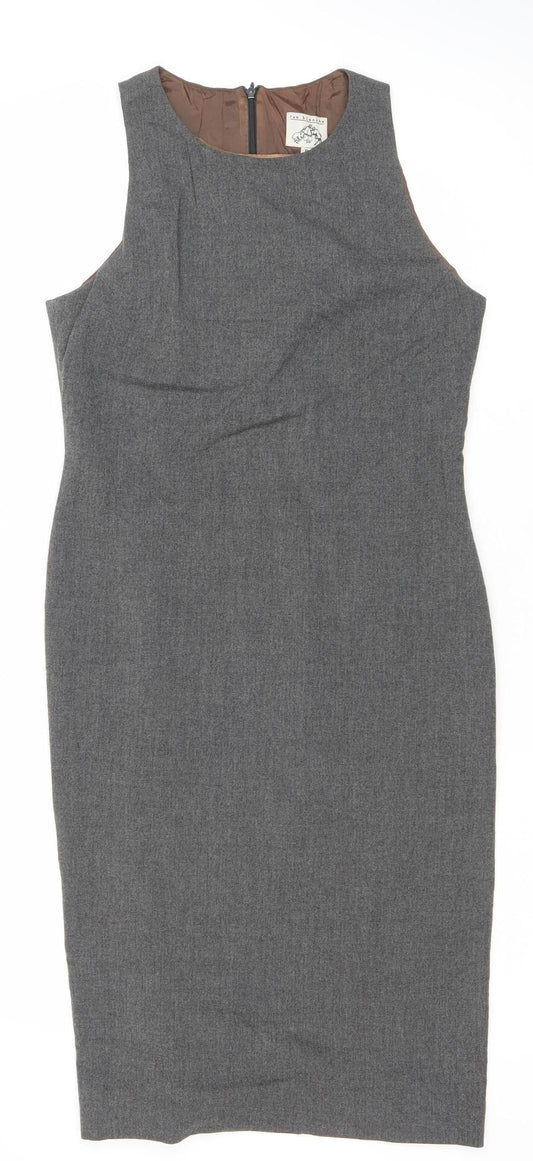 Rue Blanche Women’s Grey Wool Sheath Dress Size 2 Sleeveless Knee Length