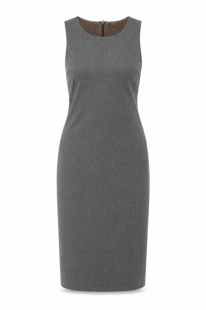 Rue Blanche Women’s Grey Wool Sheath Dress Size 2 Sleeveless Knee Length