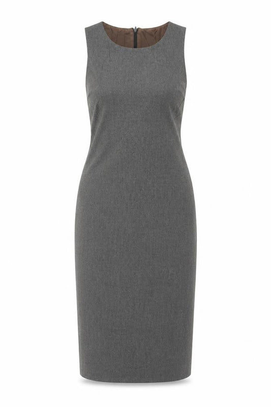 Rue Blanche Women’s Grey Wool Sheath Dress Size 2 Sleeveless Knee Length