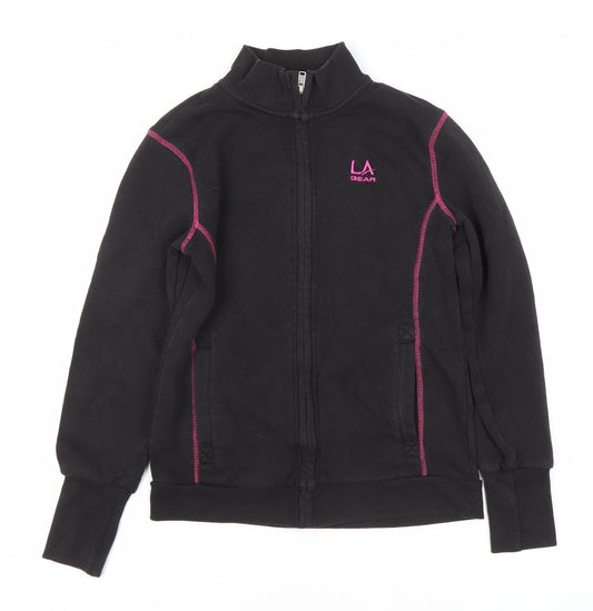 LA Gear Girls Black Full Zip Fleece Sweatshirt 11-12 Years High Neck