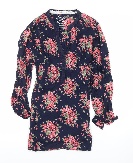 Regatta Women's Blue Floral Cotton Shirt Dress Size 14