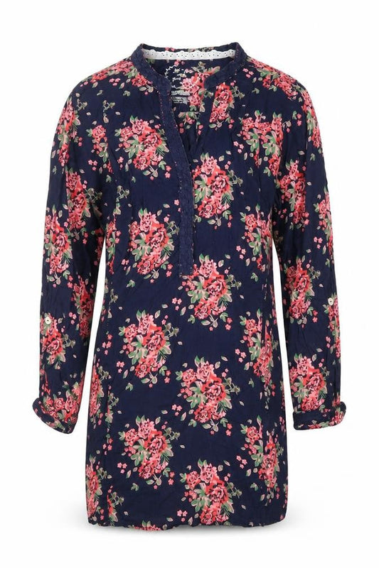 Regatta Women's Blue Floral Cotton Shirt Dress Size 14