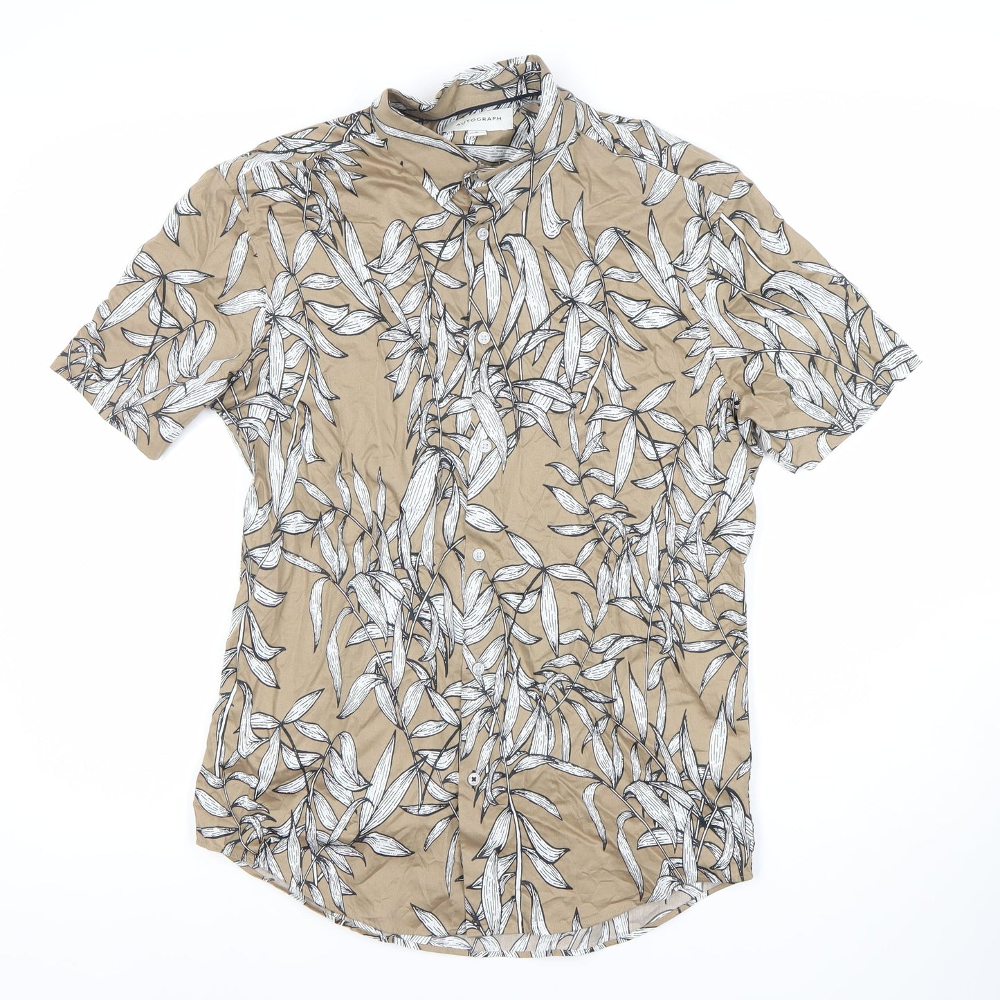 Marks and Spencer Men’s Beige Tropical Floral Short Sleeve Shirt S