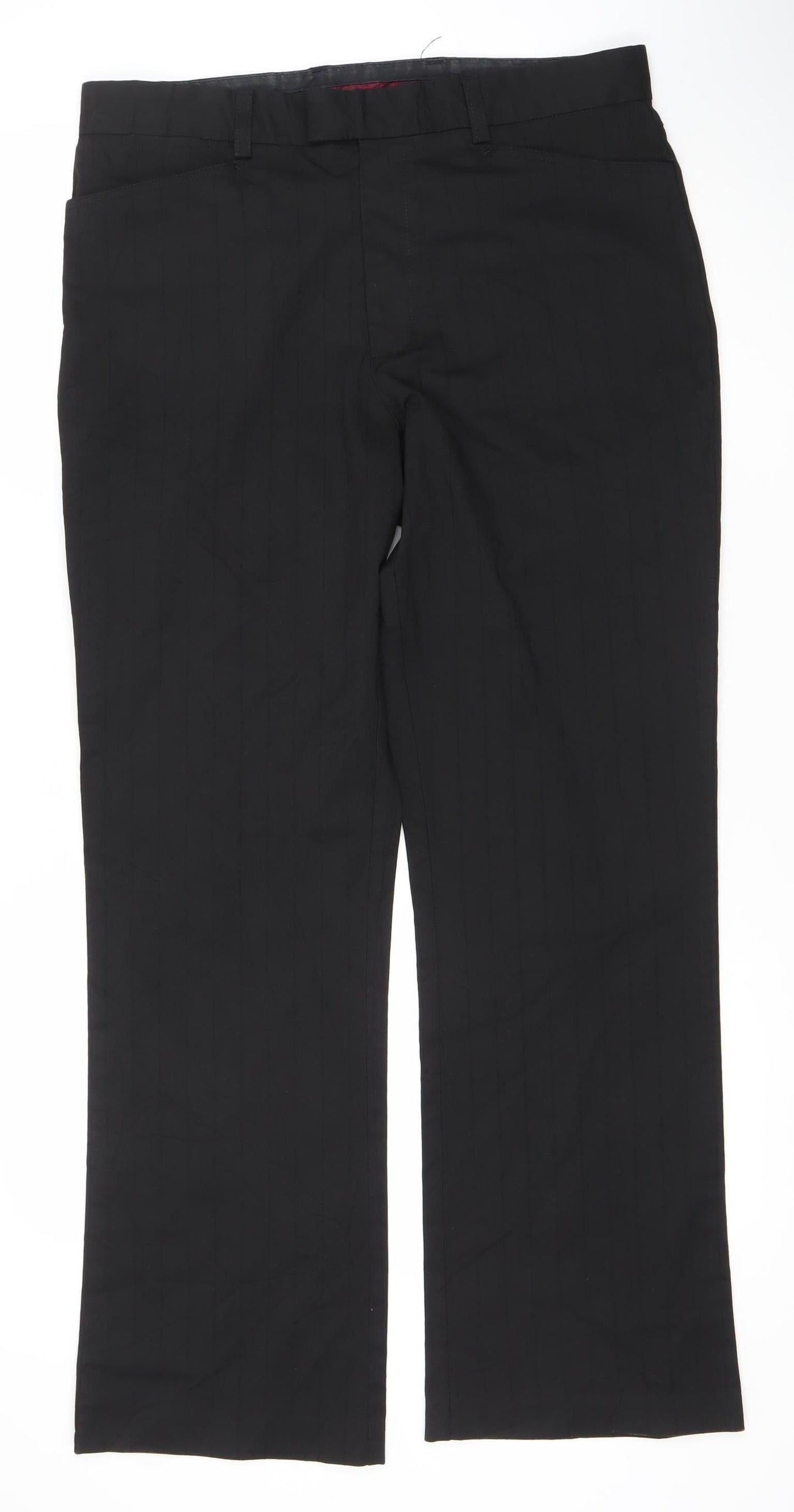 Burton Men's Black Straight Leg Business Trousers 34R Polyester Viscose