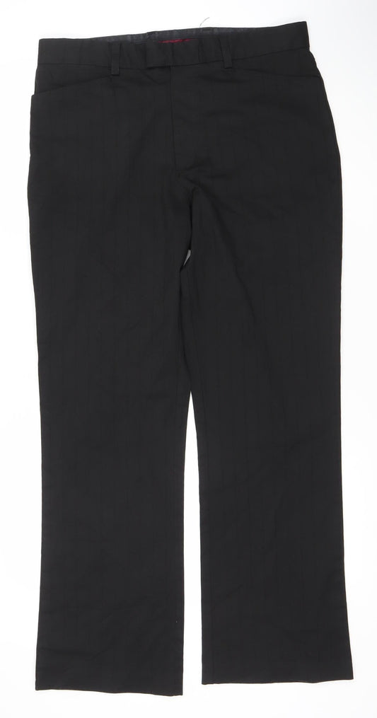 Burton Men's Black Straight Leg Business Trousers 34R Polyester Viscose