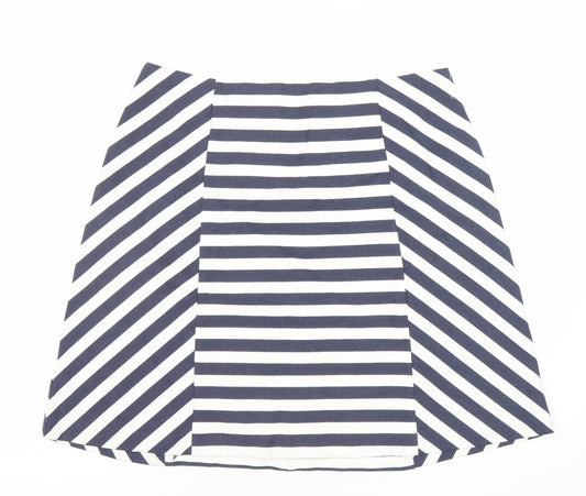 Oasis Women’s Blue White Striped A-Line Skirt Size 12 High Rise