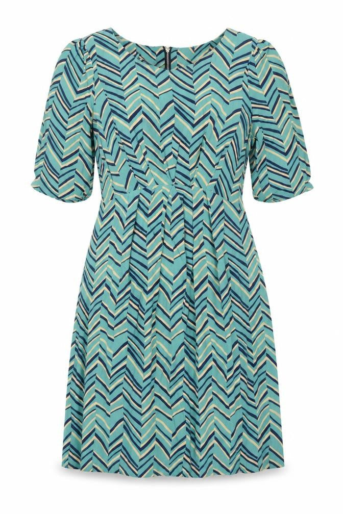 Louche Women’s Blue Geometric A-Line Knee Length Dress Size 10