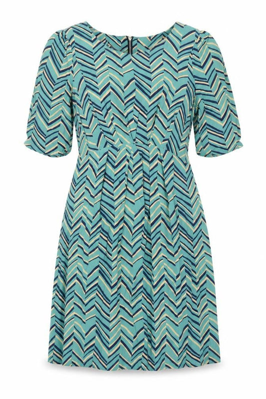 Louche Women’s Blue Geometric A-Line Knee Length Dress Size 10