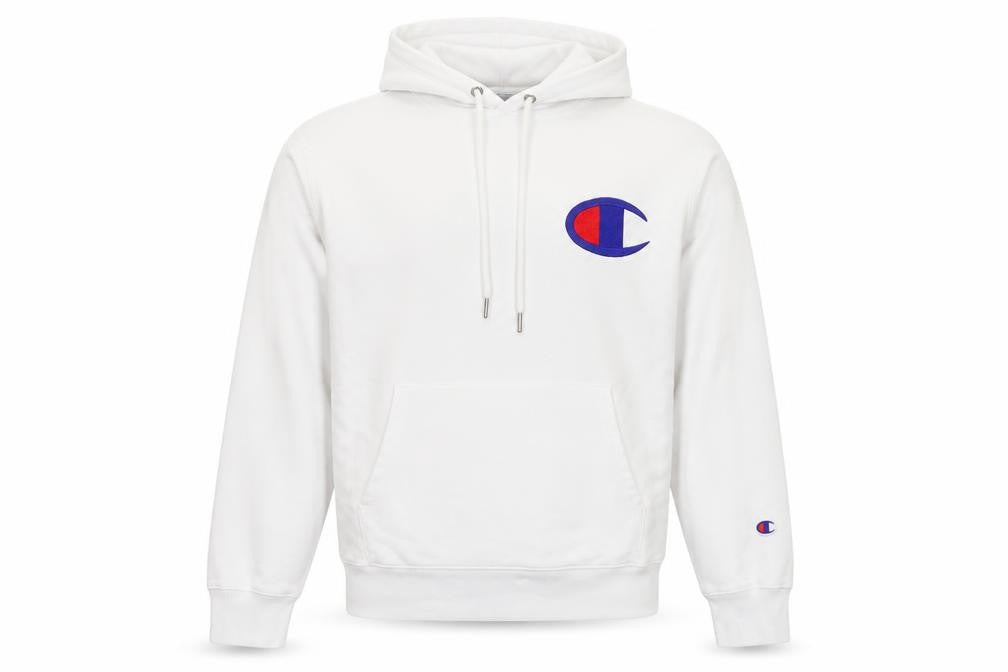 Champion Men’s White Pullover Hoodie Medium Logo Sportswear