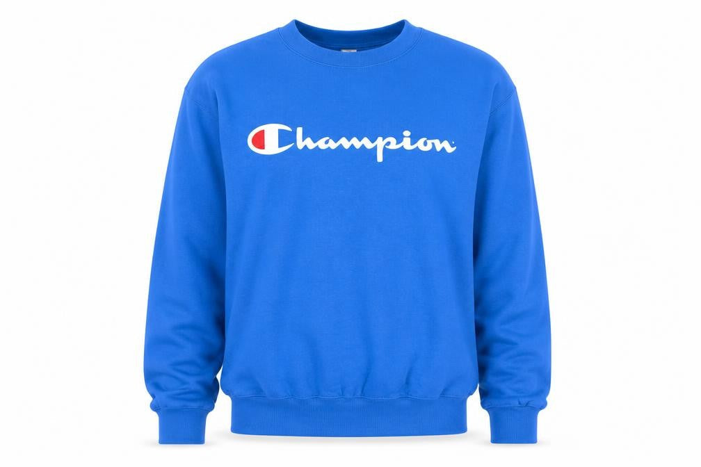 Champion Men's Blue Small Pullover Sweatshirt Crew Neck Logo