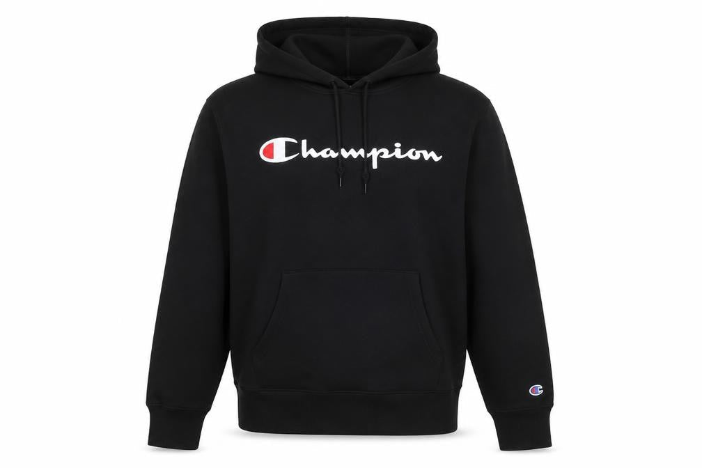 Champion Men's Black Pullover Hoodie M Logo Sports Cotton